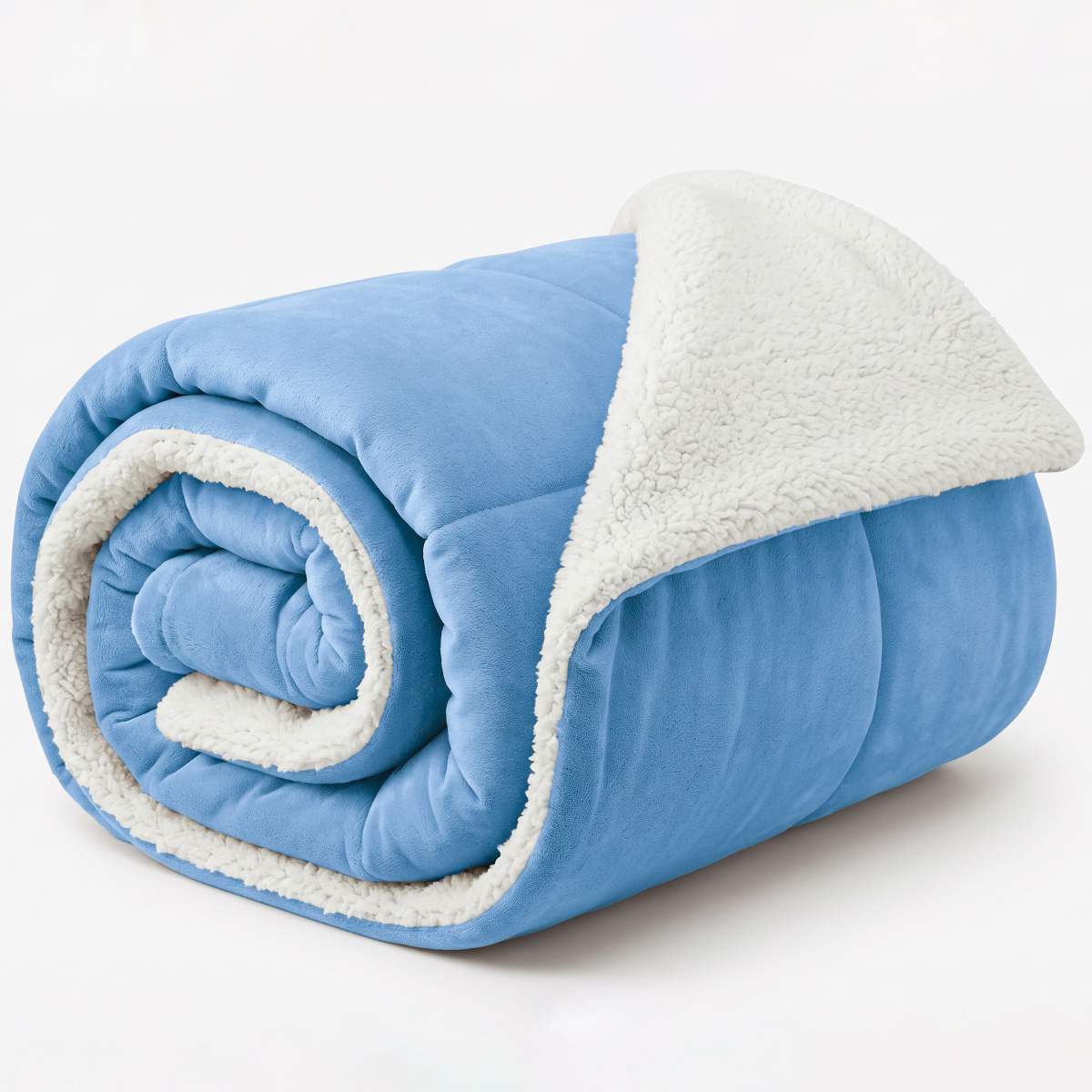 Coberdrom Queen 180 Gramas 2,20m x 2,40m Fleece C/ Sherpa Aspen - Azul Céu