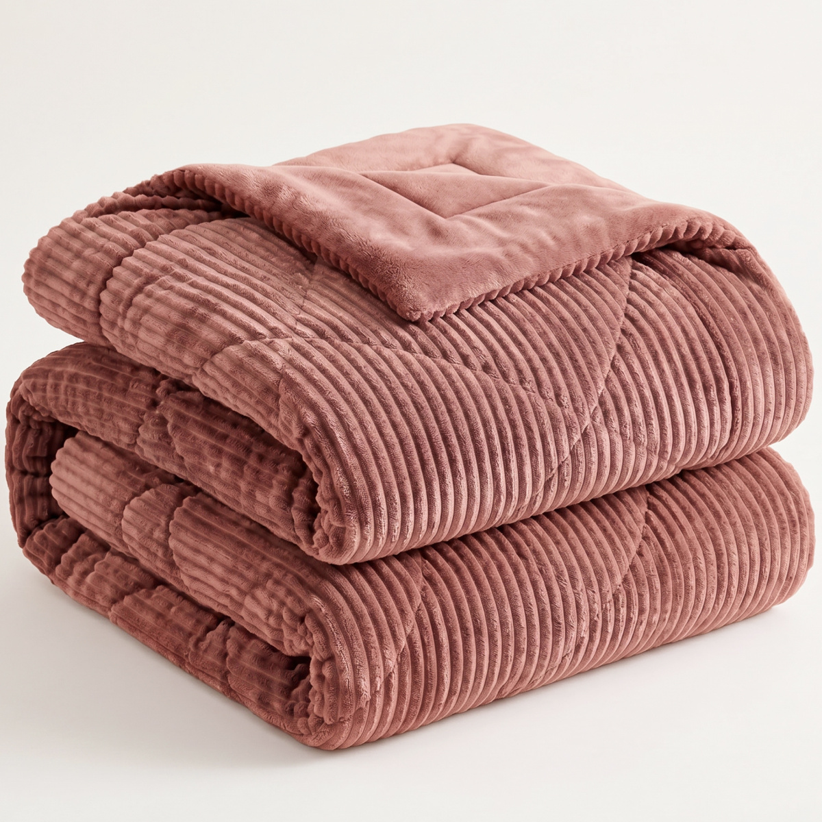 Coberdrom Queen 2,20m x 2,40m Fleece Canelado Dupla Face Canefleece - Rosê Nude