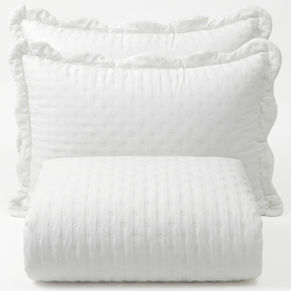 Cobre Leito Casal Padrão Percal 300 Fios Toque de Pluma Dupla Face Bold 03 Peças - Branco