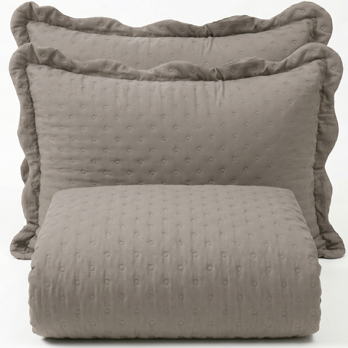 Cobre Leito King Percal 300 Fios Toque de Pluma Dupla Face Bold 03 Peças - Caqui