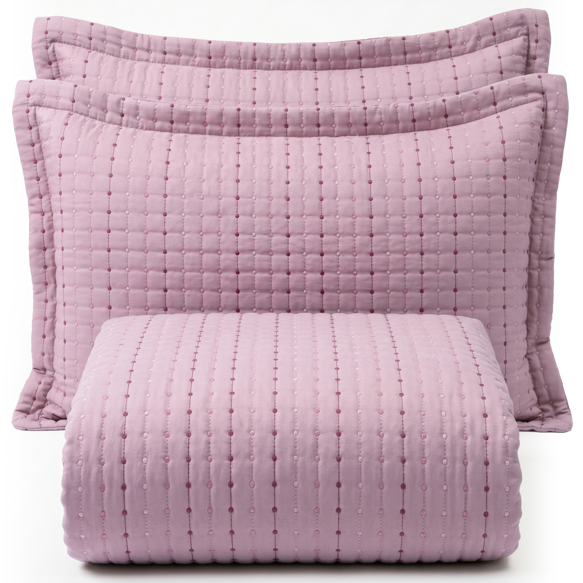 Cobre Leito Queen Percal 300 Fios Toque de Algodão Bordare 03 Peças - Malva