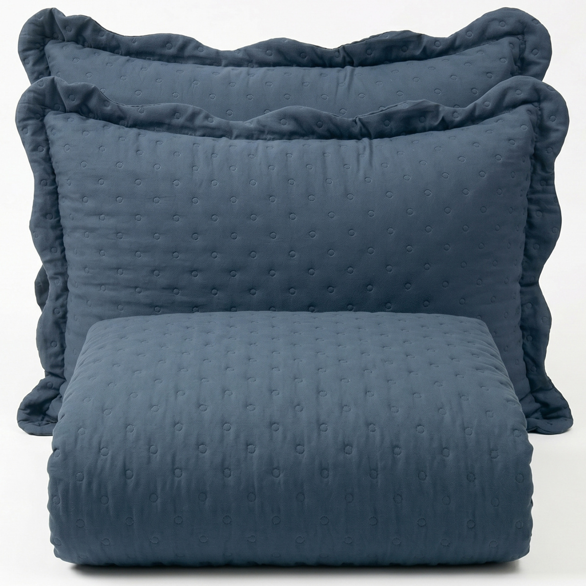 Cobre Leito Queen Percal 300 Fios Toque de Pluma Dupla Face Bold 03 Peças - Azul