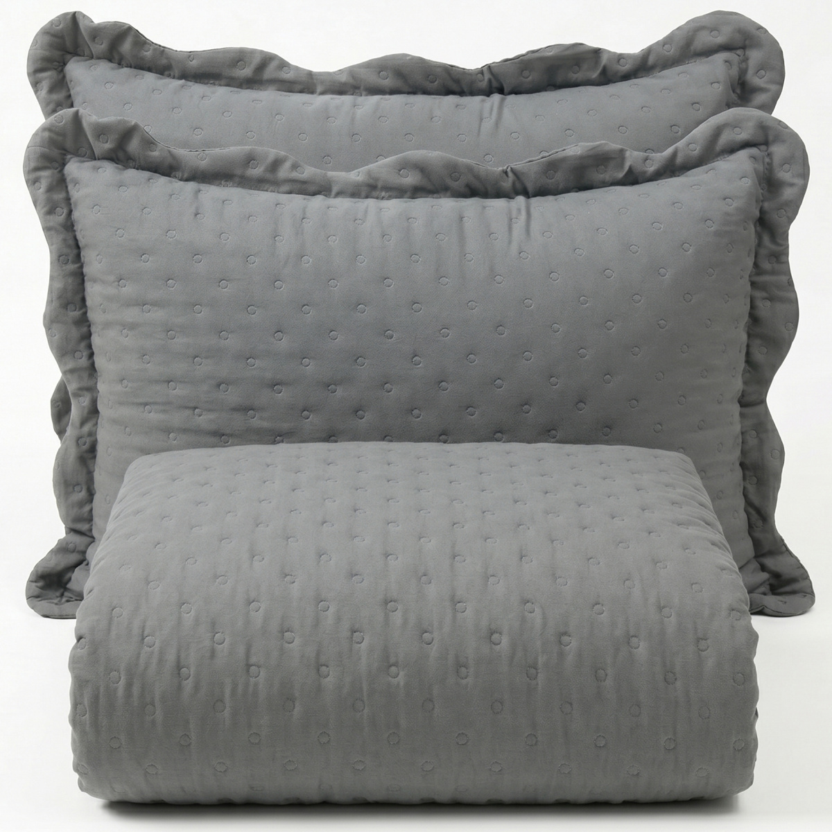 Cobre Leito Queen Percal 300 Fios Toque de Pluma Dupla Face Bold 03 Peças - Chumbo