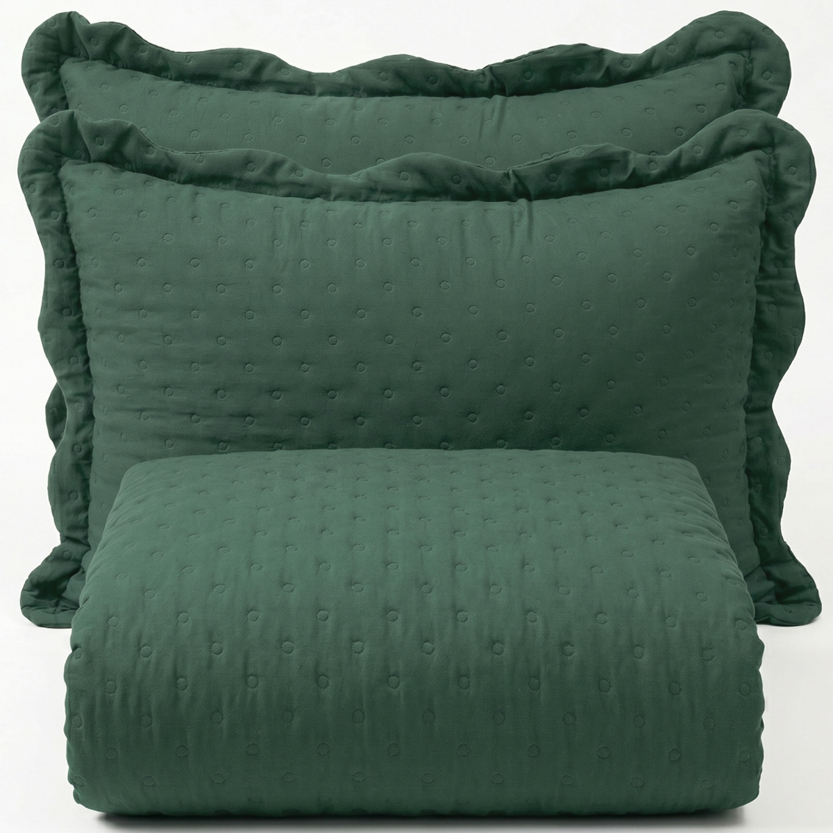 Cobre Leito Queen Percal 300 Fios Toque de Pluma Dupla Face Bold 03 Peças - Esmeralda