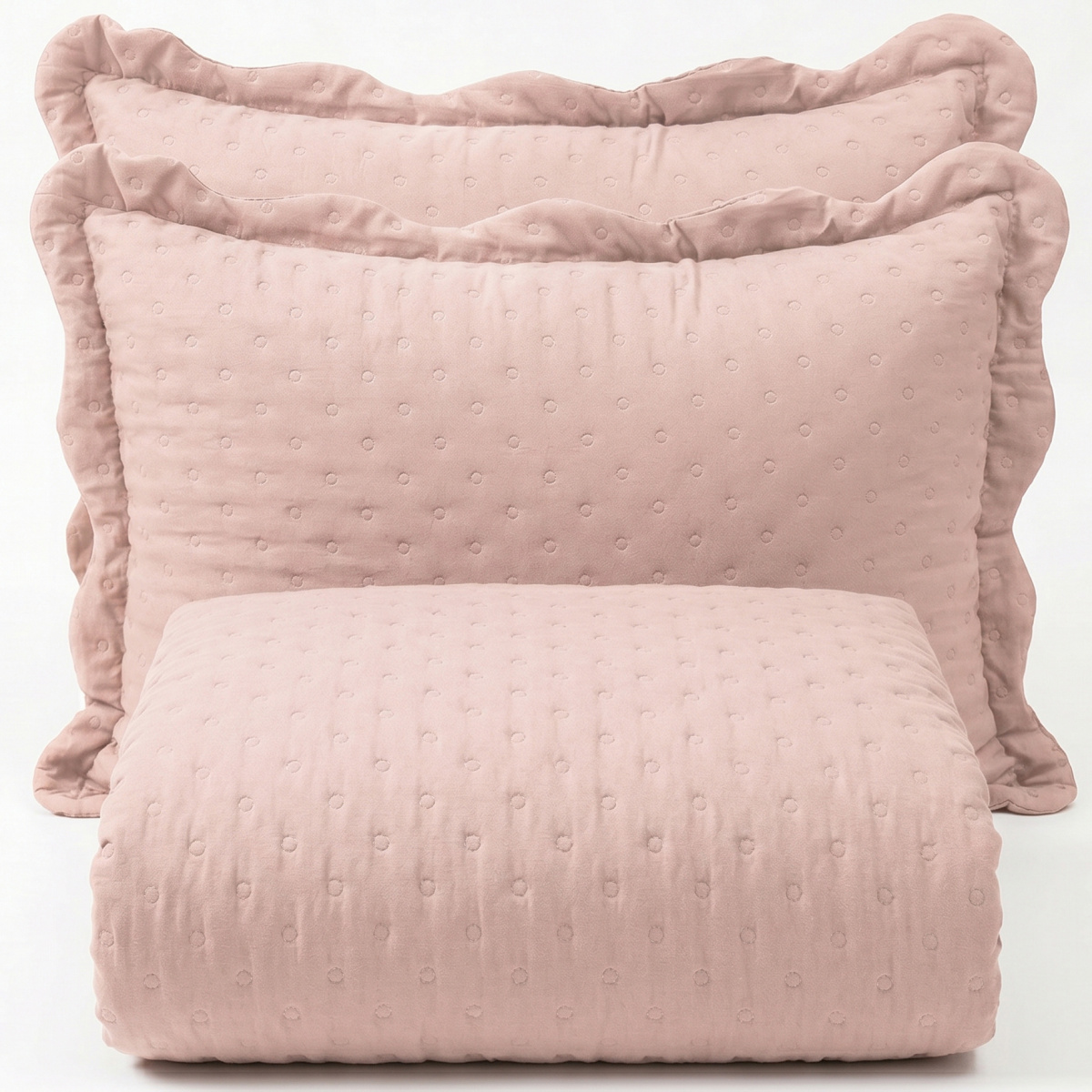 Cobre Leito Queen Percal 300 Fios Toque de Pluma Dupla Face Bold 03 Peças - Rosê
