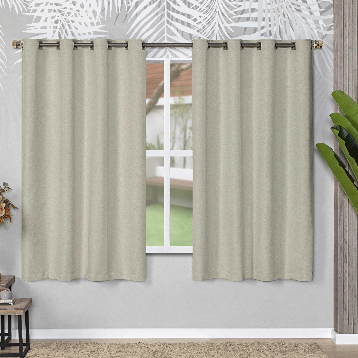 Cortina 100% Blackout Linho P/ Varão 2,00m x 1,70m - Areia