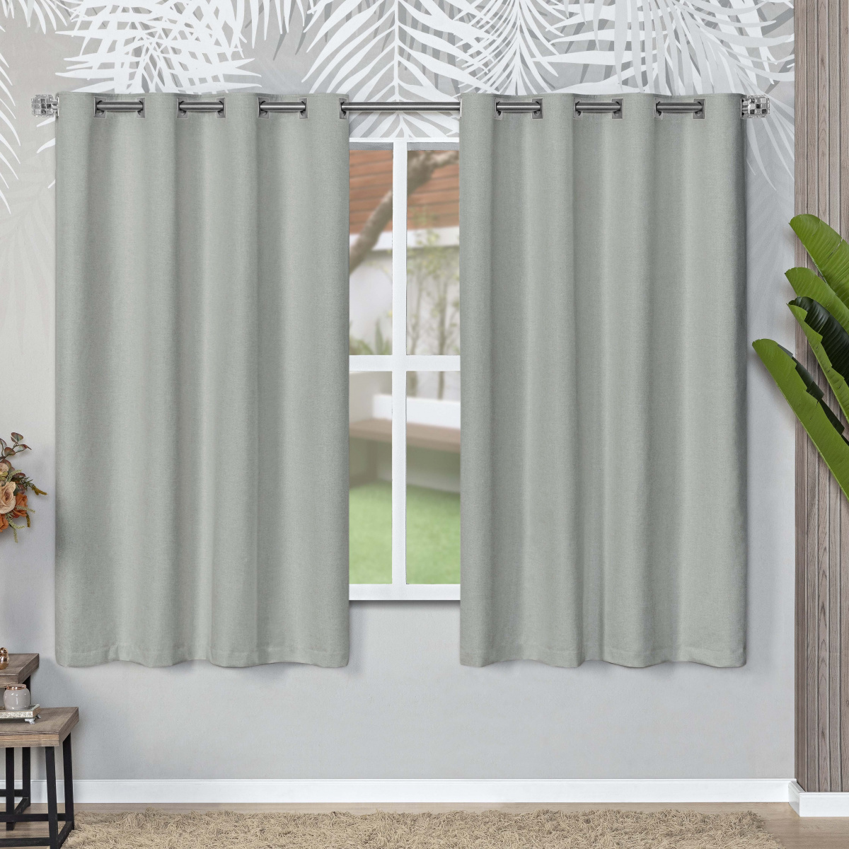 Cortina 100% Blackout Linho P/ Varão 2,00m x 1,70m - Cinza