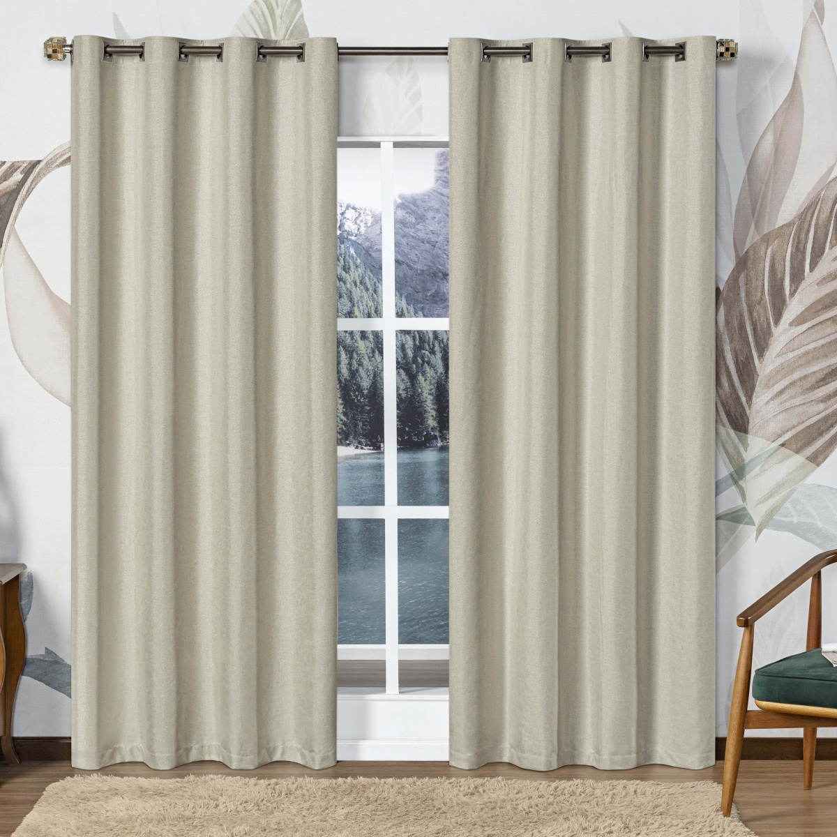 Cortina 100% Blackout Linho P/ Varão 2,00m x 2,30m - Areia