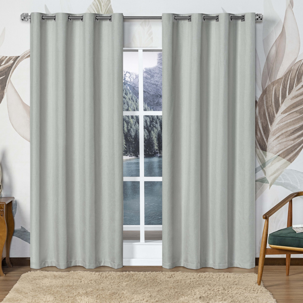 Cortina 100% Blackout Linho P/ Varão 2,00m x 2,30m - Cinza