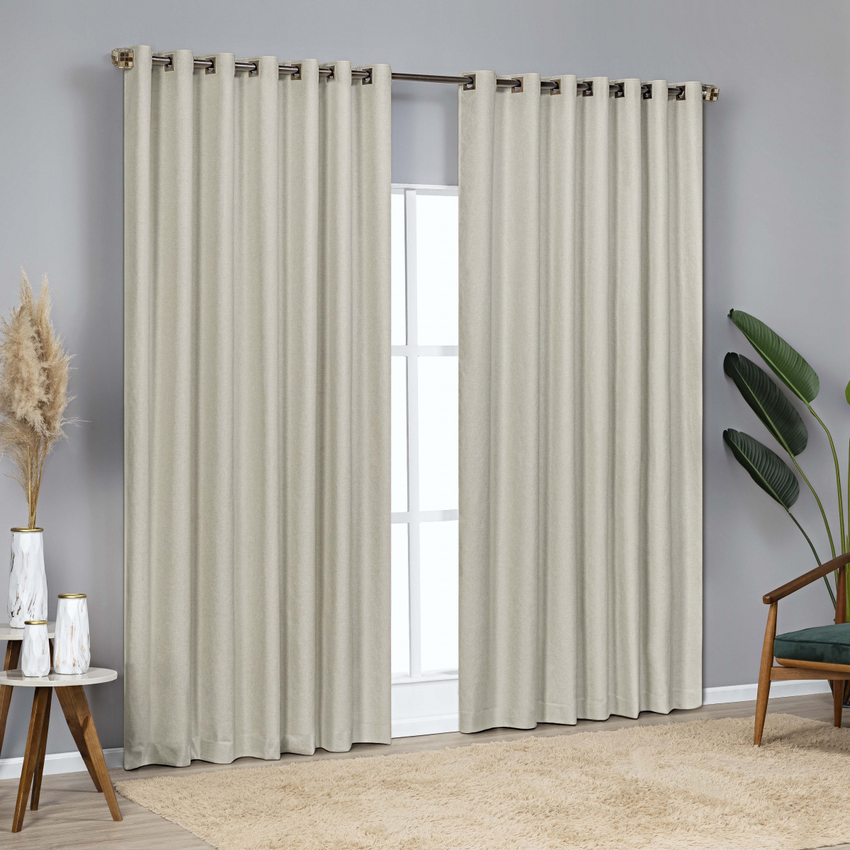 Cortina 100% Blackout Linho P/ Varão 3,00m x 2,70m - Areia