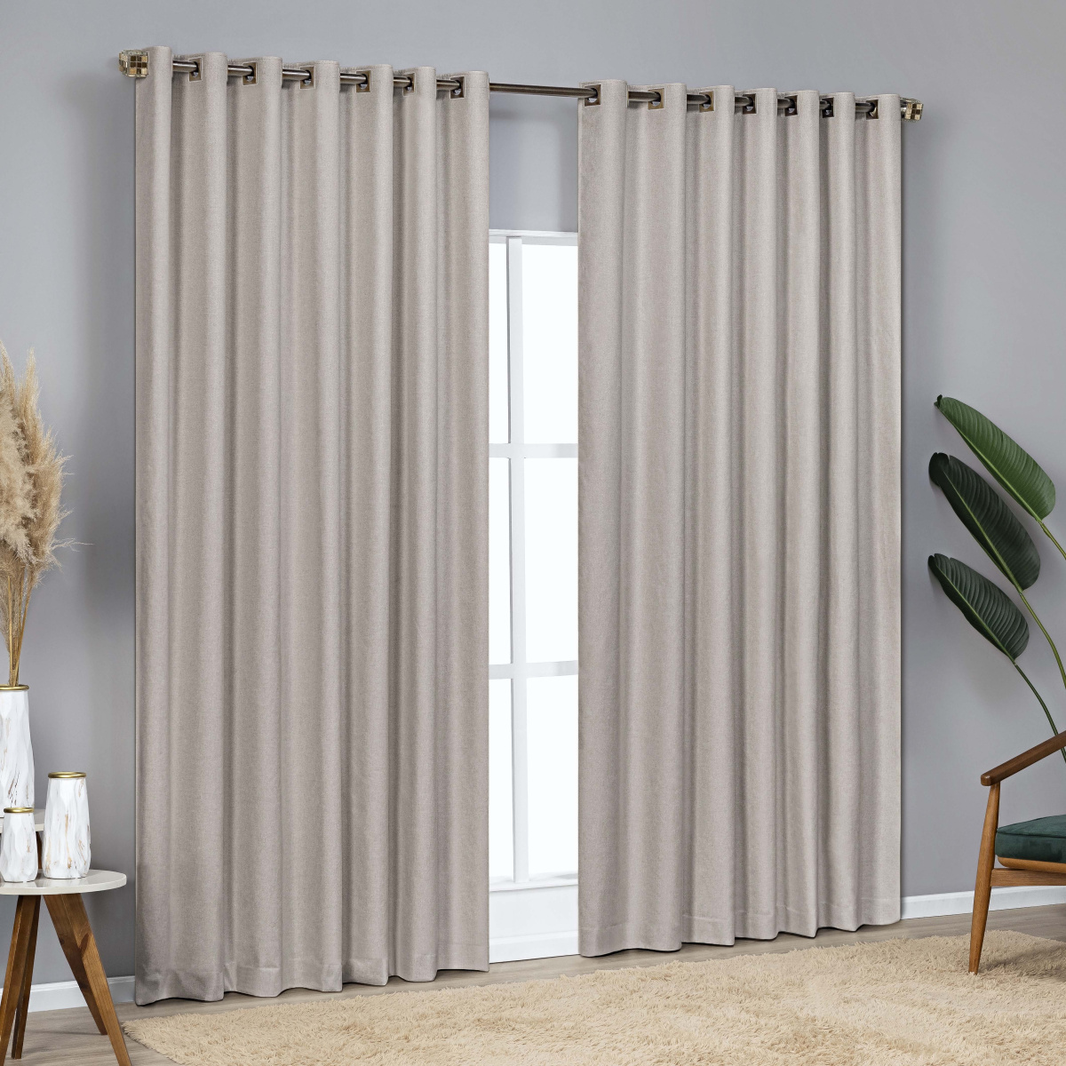 Cortina 100% Blackout Slim Linho Rocca P/ Varão 2,00m x 1,70m - Bege