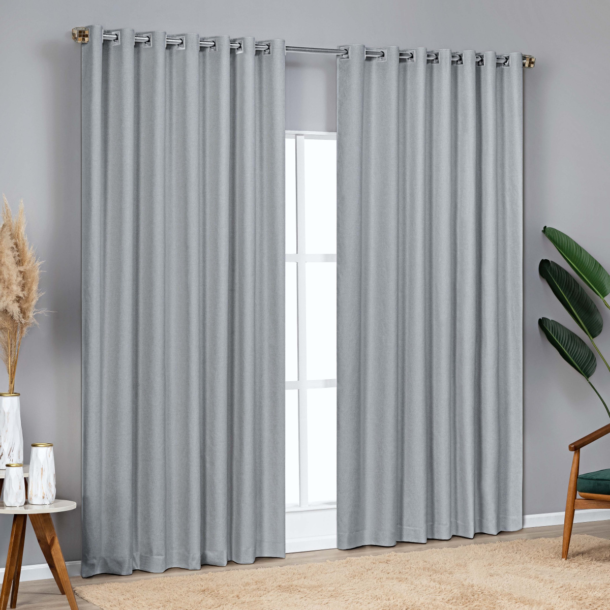 Cortina 100% Blackout Slim Linho Rocca P/ Varão 3,00m x 2,70m - Cinza