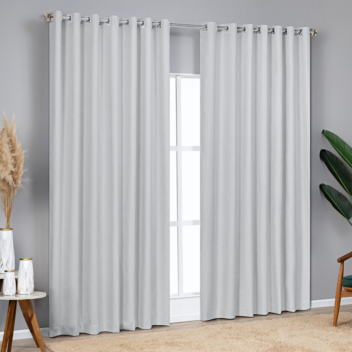 Cortina 100% Blackout Slim Linho Rocca P/ Varão 3,00m x 2,70m - Gelo