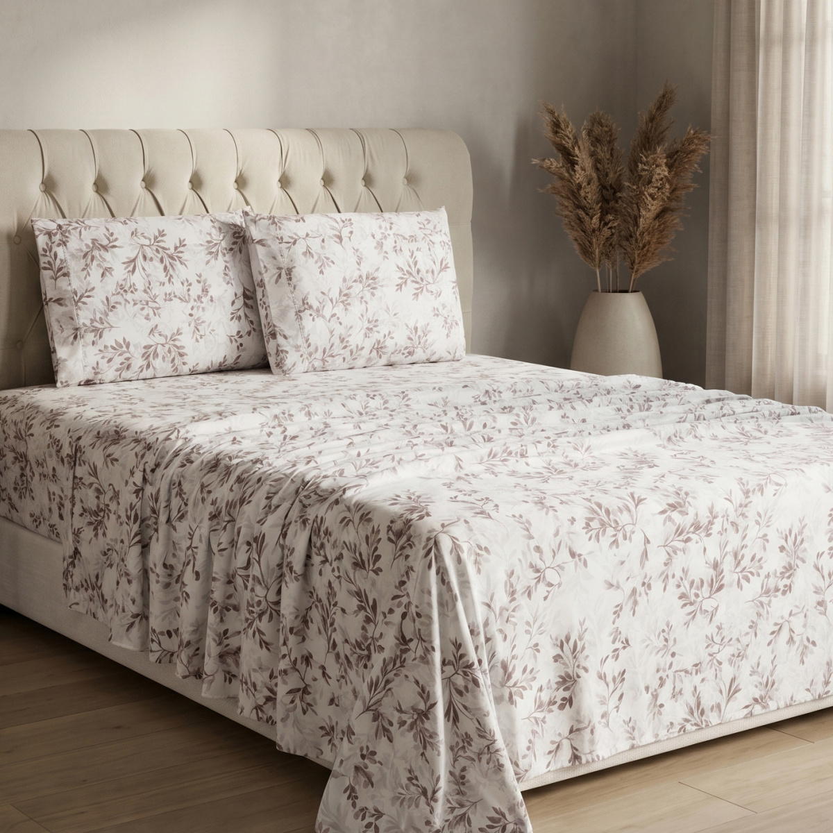 Jogo Cama Queen Percal 300 Fios Toque Macio Confort Print 04 Peças - Galhos