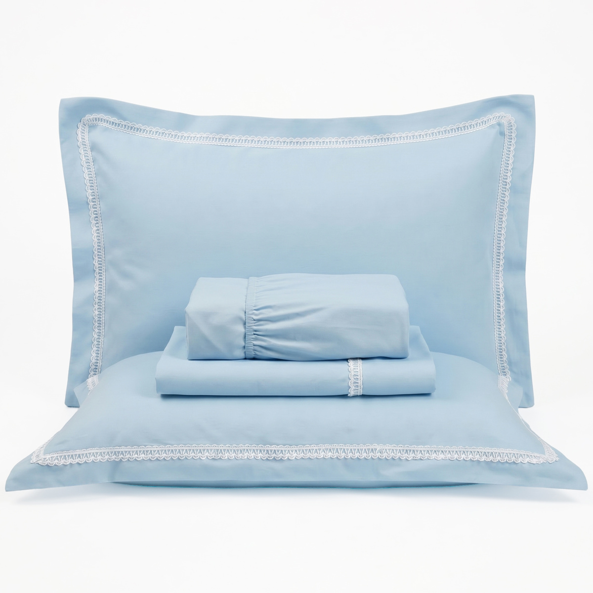 Jogo Cama Queen Toque de Fibra de Bambu 400 Fios Fiori 4 Peças - Azul