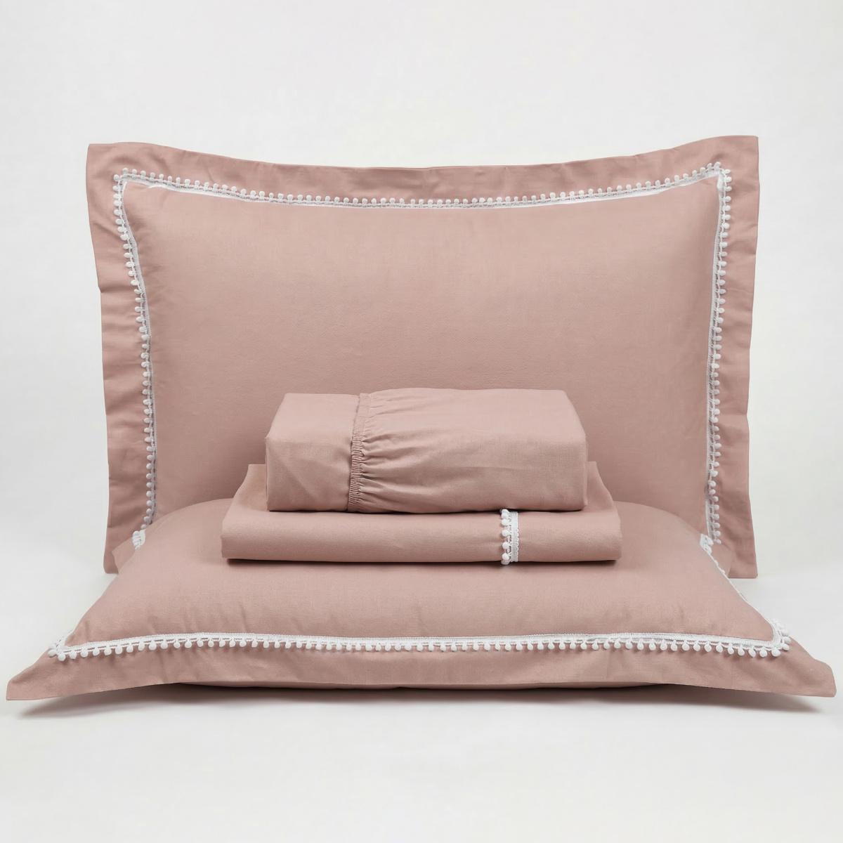 Jogo Cama Queen Toque de Fibra de Bambu 400 Fios Fiori 4 Peças - Rose