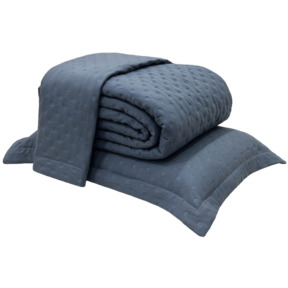 Cobre Leito King Percal 300 Fios Toque de Pluma Dupla Face Bold 03 Peças - Azul