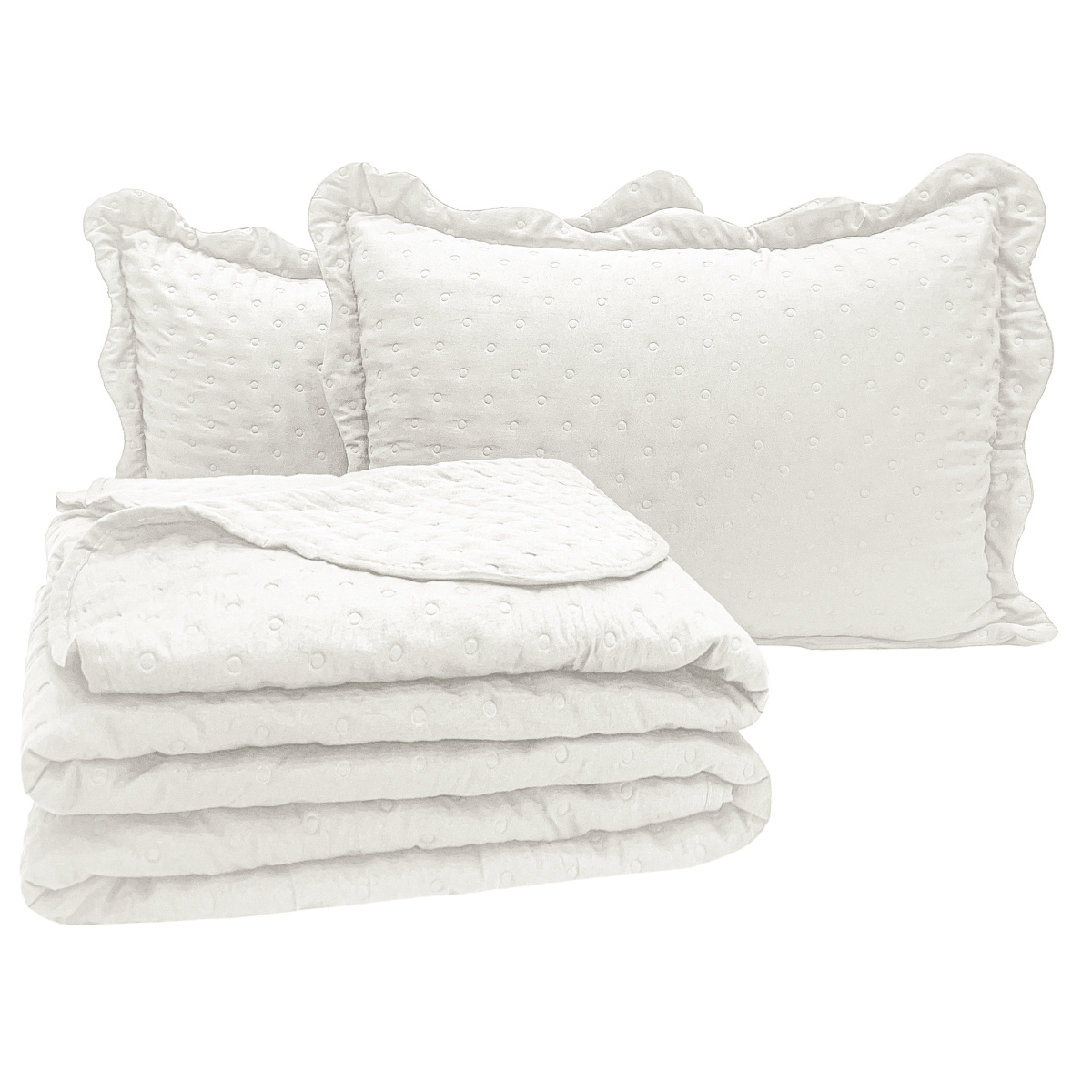 Cobre Leito Queen Percal 300 Fios Toque de Pluma Dupla Face Bold 03 Peças - Branco