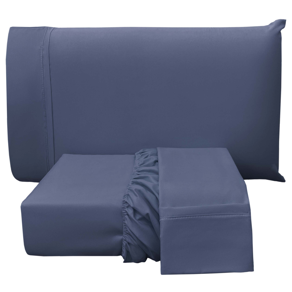 Lençol King C/ Elástico + 02 Fronhas Percal 300 Fios Confort Liso 03 Peças - Jeans