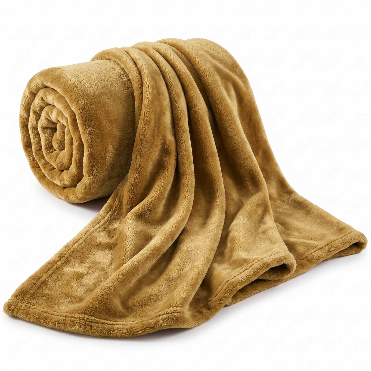Manta Solteiro 2,20m x 1,60m Plush Texturada em Alto Relevo - Mostarda