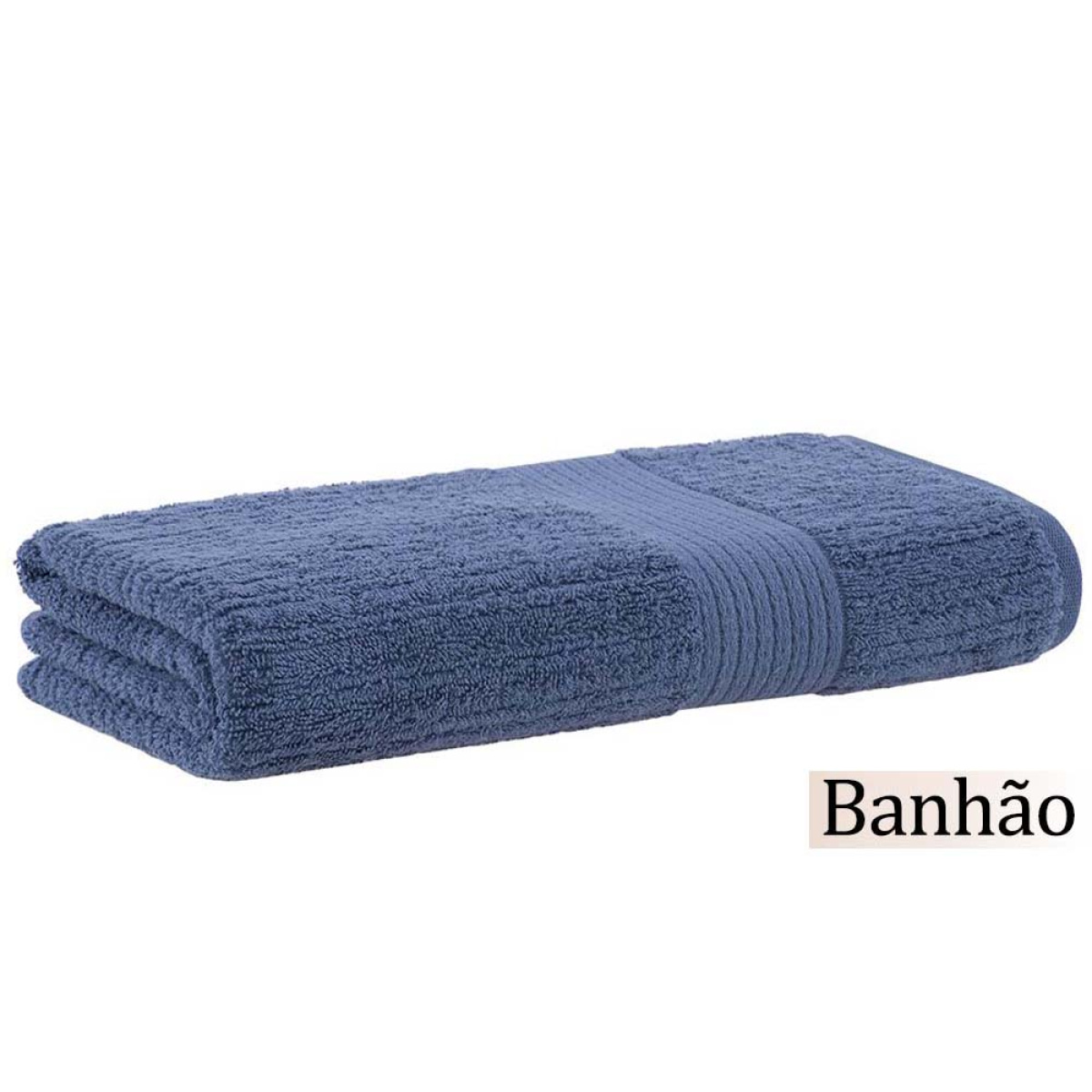 Toalha Banhão 480 g/m² 100% Algodão Fio Penteado Canelado 1 Peça - Azul