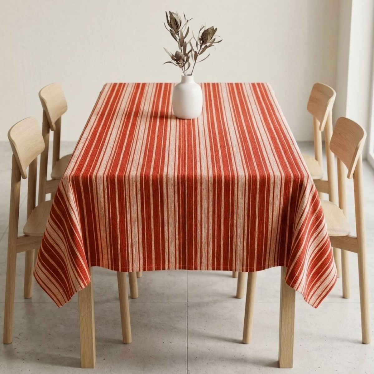 Toalha de Mesa em Jacquard Estampado Aveludado Toque Macio P/ 4 Cadeiras - Telha