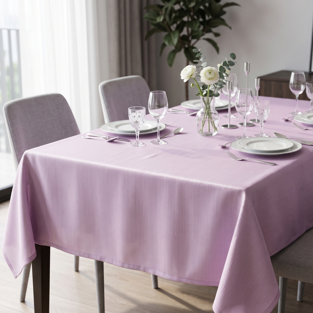 Toalha de Mesa Granite Canelada P/ 4 Cadeiras - Violeta