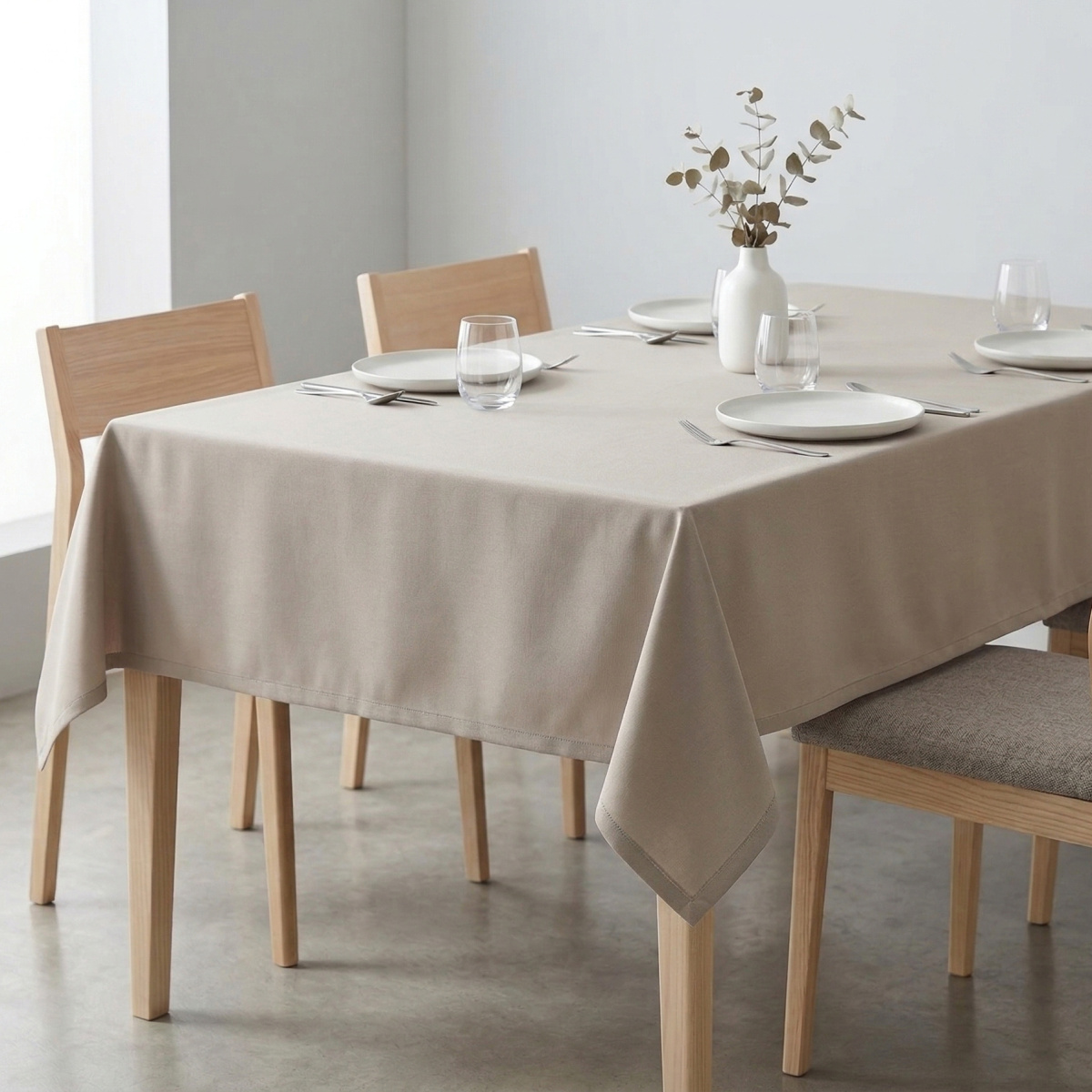 Toalha de Mesa Granite Texturada em Oxford P/ 4 Cadeiras - Bege