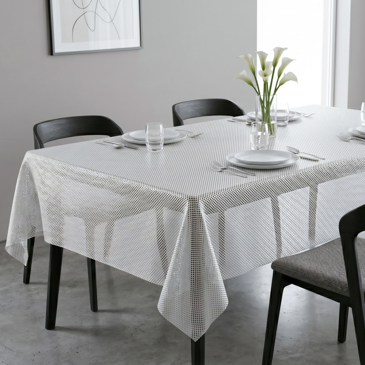 Toalha de Mesa Renda Cord 6 Cadeiras - Branco